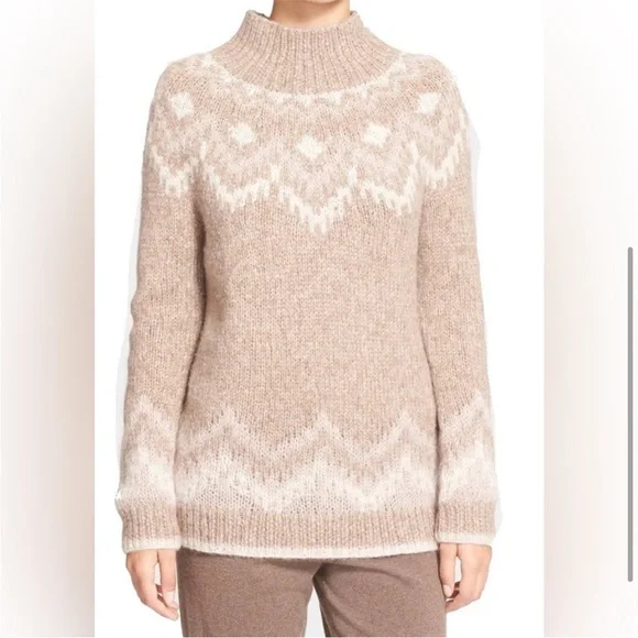 Theory Fair Isle Mock Wool Sweater Baby Alpaca Size P Petite 0 - Picture 2 of 7